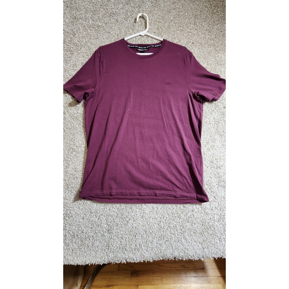 Michael Kors Mens Solid Purple Crew Neck Short Sleeve T-Shirt 96% Cotton Size L
